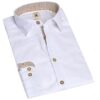 Trachtenhemd langarm weiß braun Stretch 011929 - slim fit ~ XXL