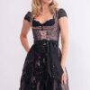 Midi Dirndl 65 cm altrosa schwarz Sina 014978 ~ 38