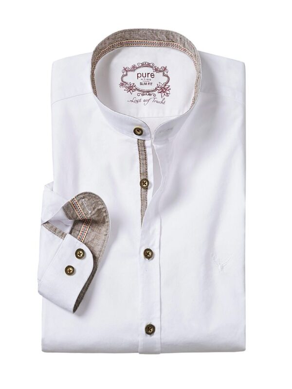 Trachtenhemd langarm weiß Hannes 006995 - slimfit ~ XS