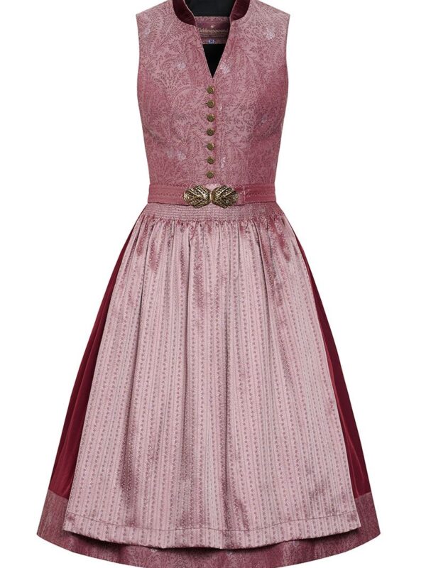 Midi Dirndl 65 cm altrosa bordeaux gemustert Ella 010043 ~ 38