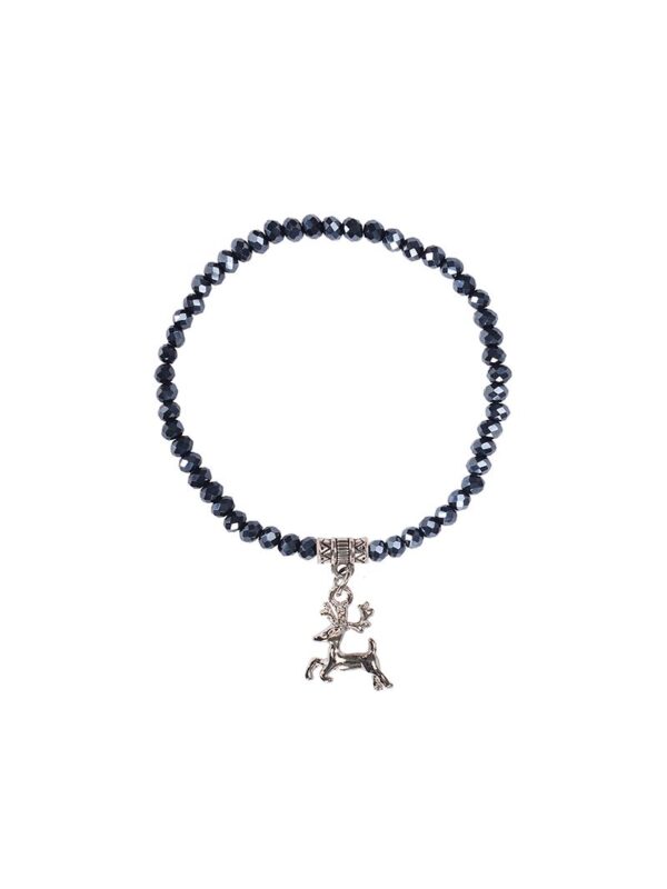 Kristallarmband mit Hirsch-Anhänger verschiedenfarbig 008464 ~ dunkelblau