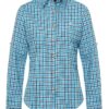 Trachtenbluse langarm türkis dunkelblau karo 008544 ~ 34