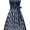 Midi Dirndl 70 cm blau grau Samt Amalia 015906 - limitiert ~ 38