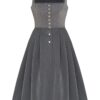 Midi Dirndl 70cm Gastro grau Stretch Babette 006871 ~ 38