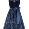 Midi Dirndl 65 cm dunkelblau Samt Greta 013912 ~ 46