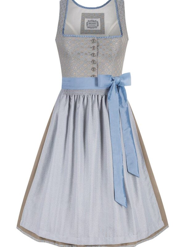 Midi Dirndl 65 cm blaugrau silber Caroline 014678 ~ 38
