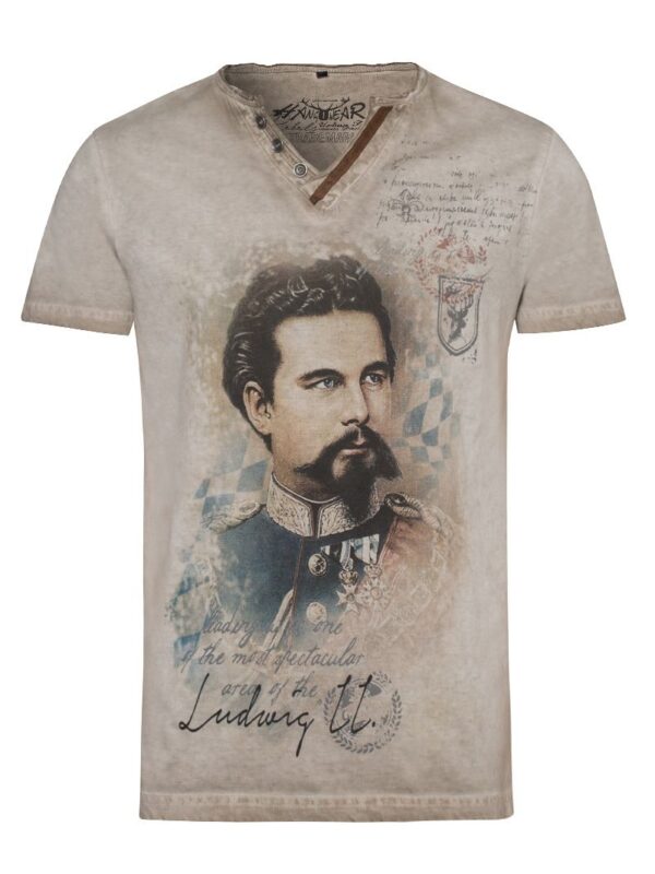 Trachtenshirt taupe mit König Ludwig Aufdruck 004316 ~ XXL