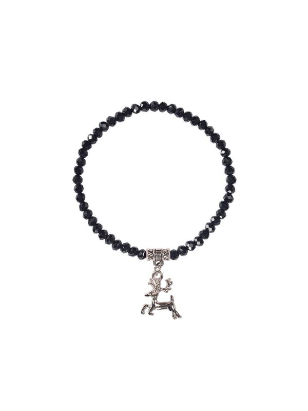 Kristallarmband mit Hirsch-Anhänger verschiedenfarbig 008464 ~ schwarz