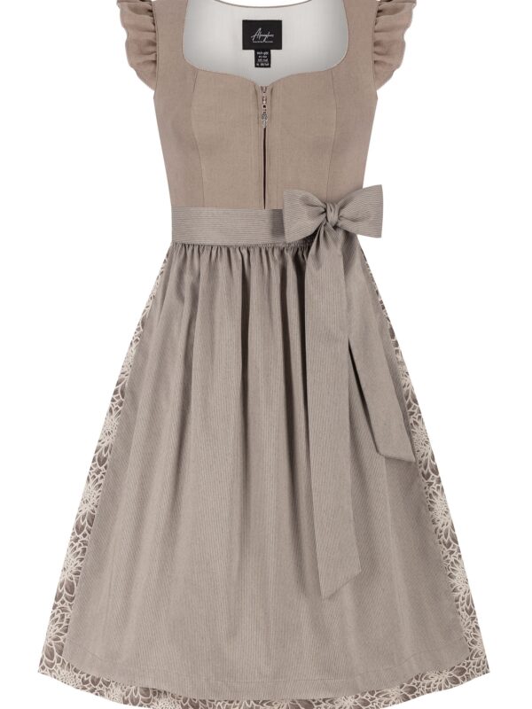 Dirndl JANA (70 cm) mit Leinen-Mieder ~ 38 ~ taupe