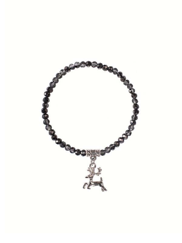Kristallarmband mit Hirsch-Anhänger verschiedenfarbig 008464 ~ anthrazit