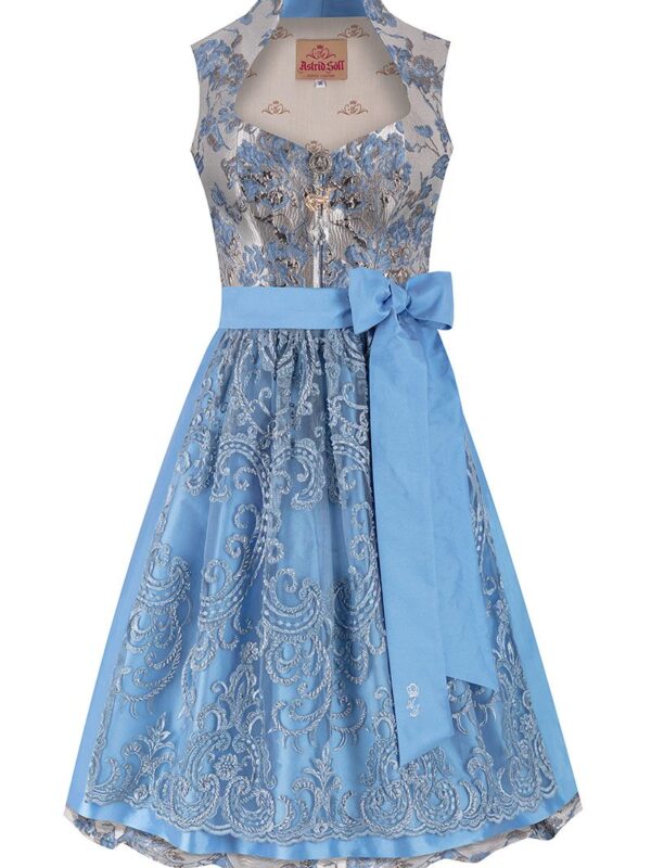 Midi Dirndl 70 cm silber hellblau Caroline 016387 ~ 42