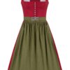 Midi Dirndl 65 cm rot oliv Valerie 017433 ~ 44