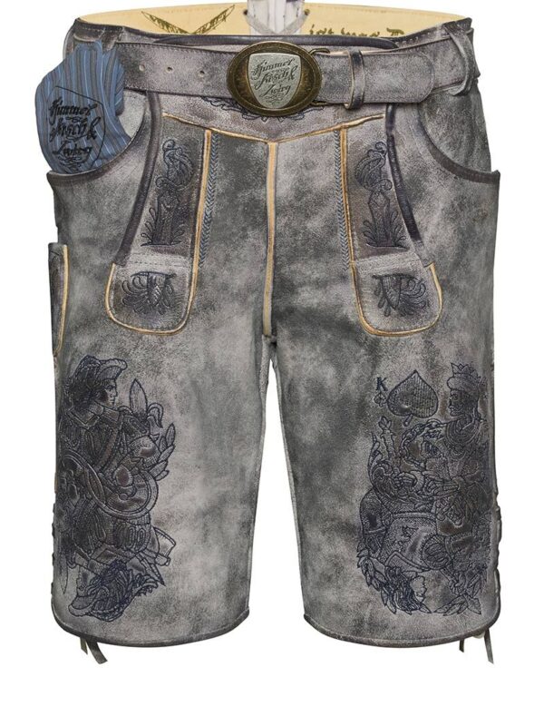 Lederhose kurz mit Gürtel stein Königsmörder 009493 ~ 50
