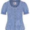 Trachtenbluse kurzarm blau kariert Neumühl 011517 ~ 40
