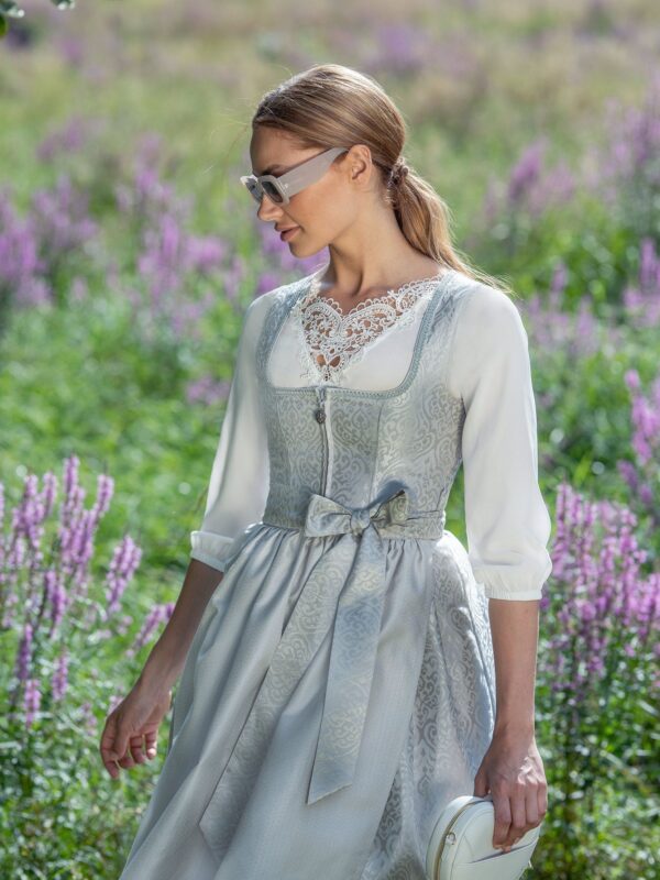 Dirndl PEGNITZ (65 cm) pastellgrau ~ 42 ~ silber