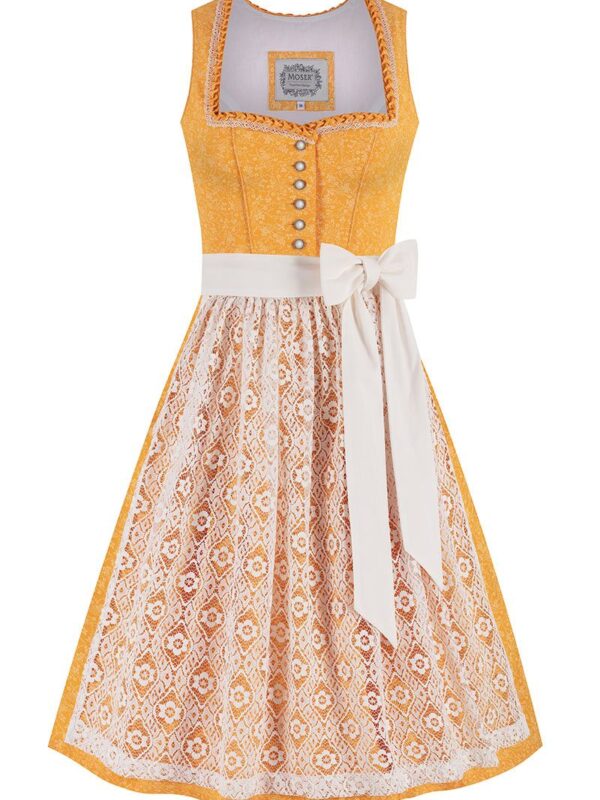 Midi Dirndl 65 cm gelb creme Flora 016315 ~ 32