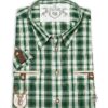 Trachtenhemd kurzarm grün kariert mit Stickerei Gregor 111960 ~ 4XL (49/50)