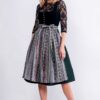 Midi Dirndl 70 cm schwarz dunkelgrün Samt Melinda 013230 ~ 32