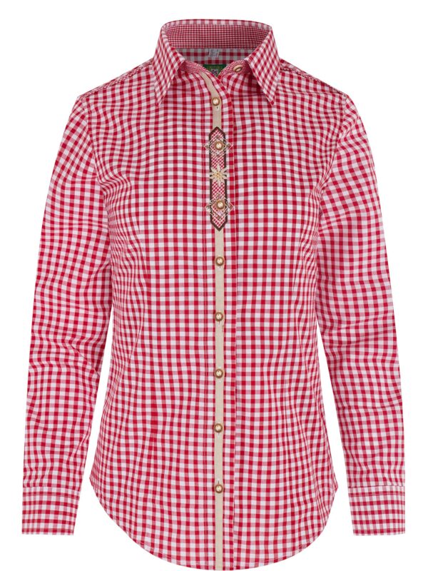 Trachtenbluse im Landhaus-Stil ~ 50 ~ rot