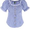 Trachtenbluse mit Karomuster ~ 34 ~ blau