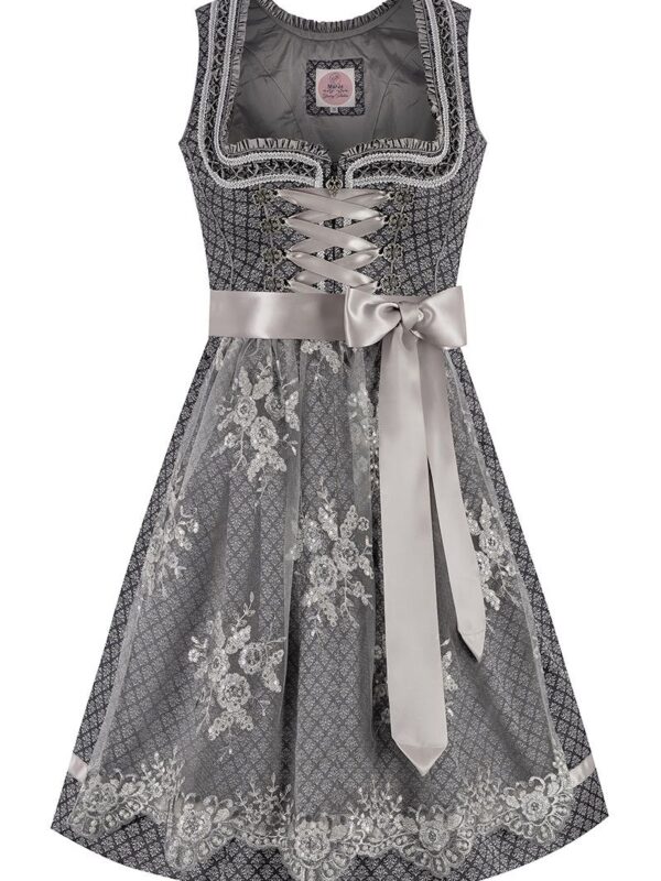 Mini Dirndl 60 cm anthrazit silber Larissa 010176 ~ 34
