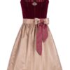 Midi Dirndl 65 cm dunkelrot taupe Samt Greta 013913 ~ 44
