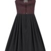Midi Dirndl 70 cm Gastro dunkelrot schwarz Stretch Emma 014194 ~ 44