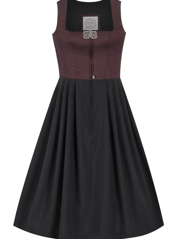 Midi Dirndl 70 cm Gastro dunkelrot schwarz Stretch Emma 014194 ~ 44