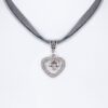 Collier verschiedenfarbig mit Herzanhänger und Satinband 005703 ~ grau