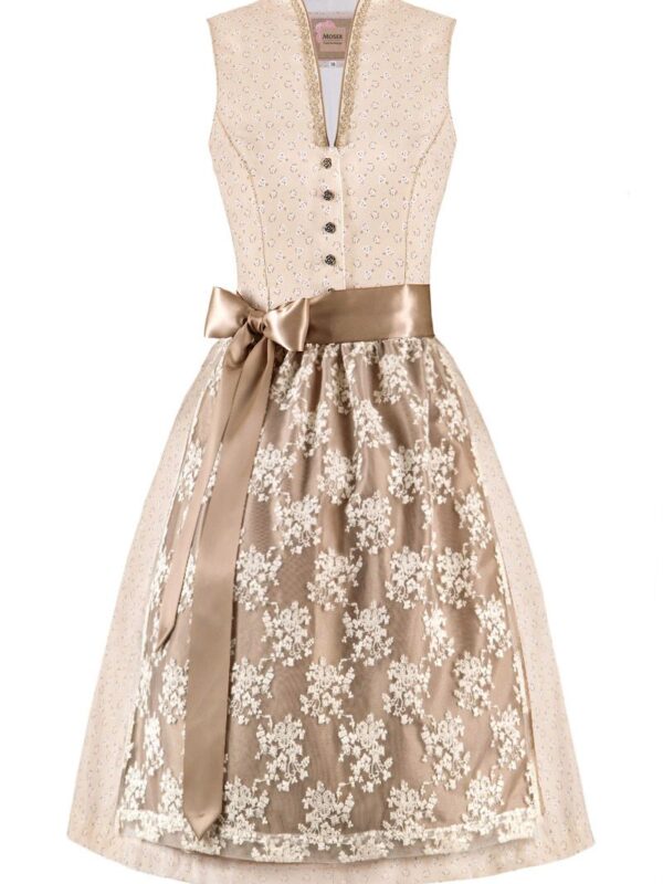 Mini Dirndl 60cm creme geblümt taupe Thea 004739 ~ 32