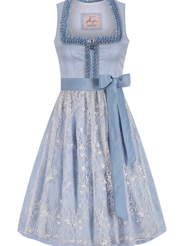 Midi Dirndl 65 cm hellblau silber Elena 014818 ~ 42