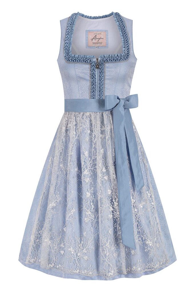 Midi Dirndl 65 cm hellblau silber Elena 014818 ~ 42