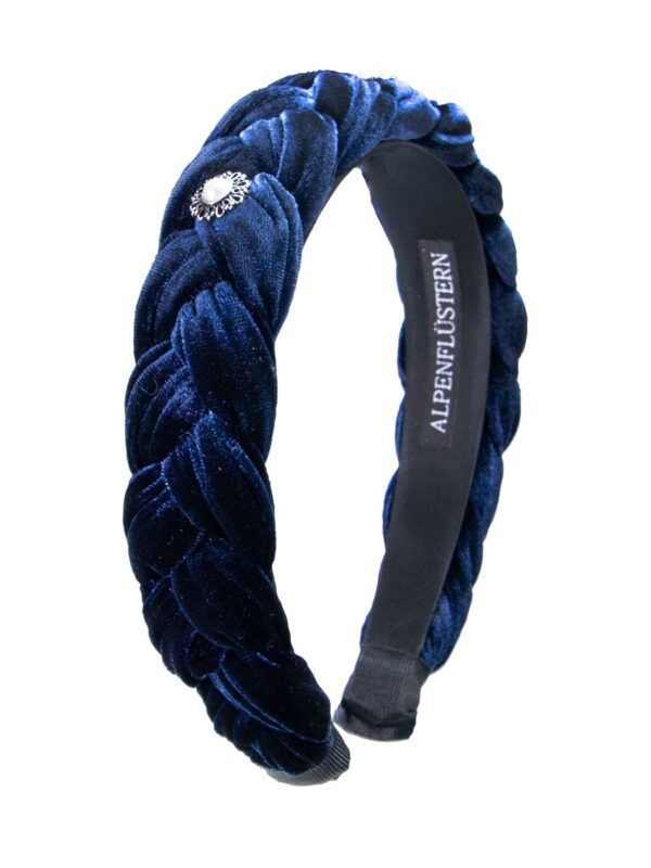 Samt Haarreif mit Perlen ~ dunkelblau