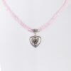 Collier verschiedenfarbig mit Glasperlen und Herzanhänger 011505 ~ rosa