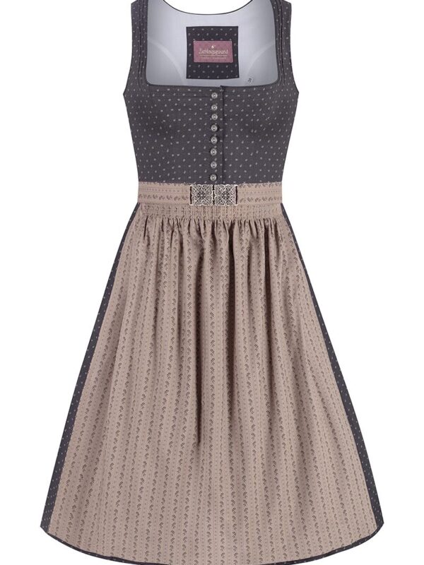 Midi Dirndl 70 cm anthrazit taupe Valerie 016553 ~ 44