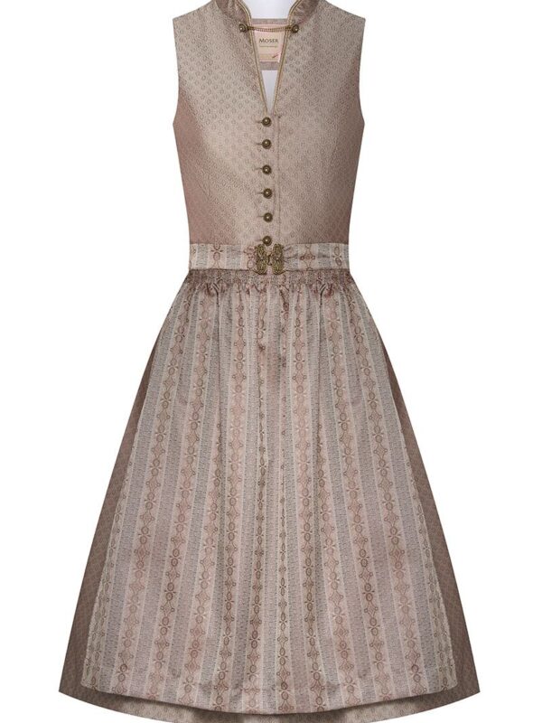 Midi Dirndl 70 cm taupe gemustert Klara 009176 ~ 36