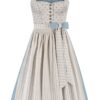Midi Dirndl 70 cm natur blaugrau Melanie 015869 ~ 40