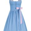 Midi Dirndl 65 cm hellblau rosa Herzl 014657 ~ 42