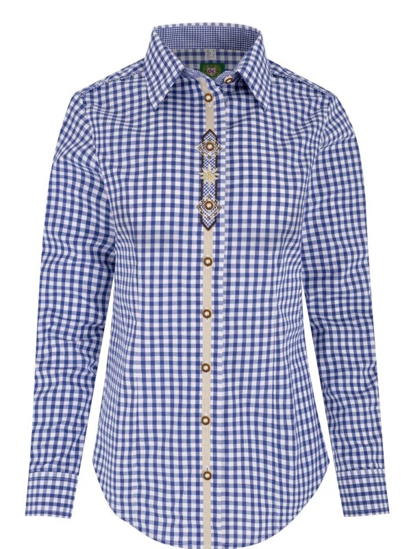 Trachtenbluse im Landhaus-Stil ~ 52 ~ dunkelblau