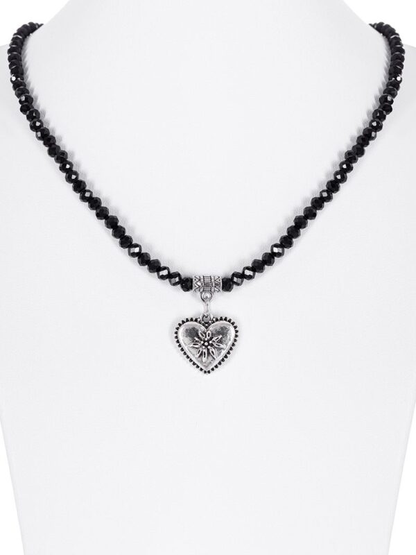 Collier verschiedenfarbig mit Glasperlen und Herzanhänger 011505 ~ hellblau