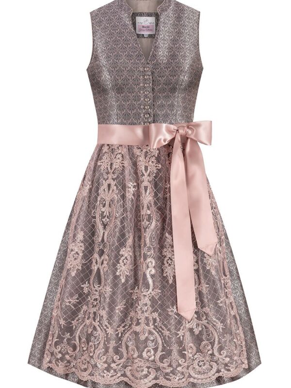 Midi Dirndl 65 cm grau altrosa Kim 014992 ~ 42