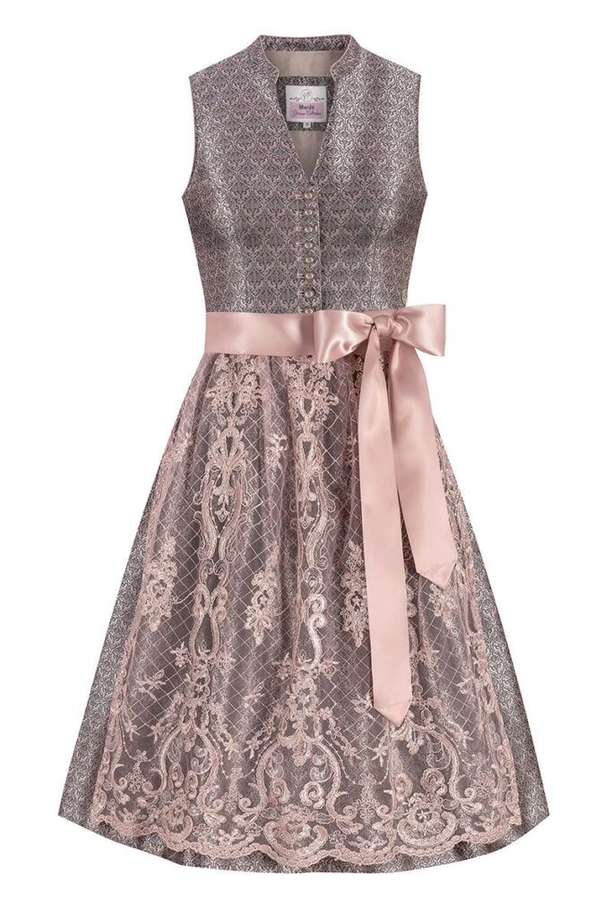 Midi Dirndl 65 cm grau altrosa Kim 014992 ~ 42