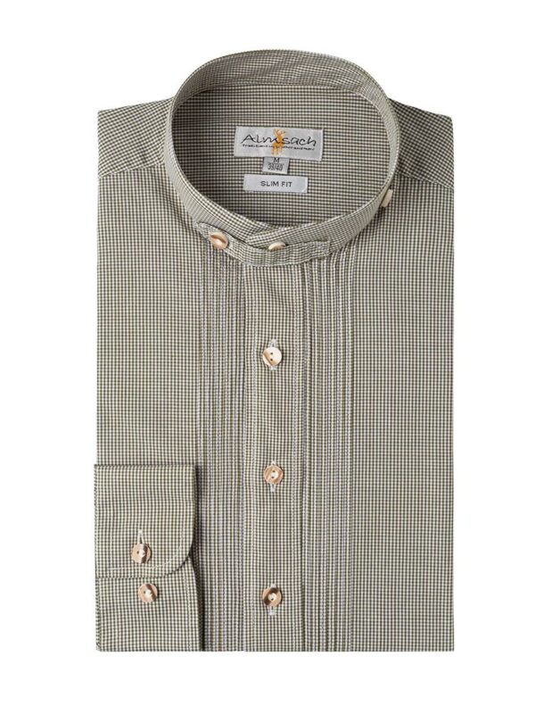 Trachtenhemd langarm grün kariert Leon 004204 - slimfit ~ S