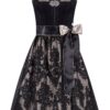 Midi Dirndl 65 cm schwarz taupe Samt Greta 014459 ~ 32