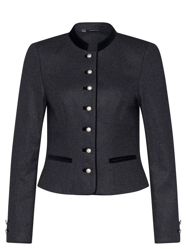 Damen Lodenjacke anthrazit schwarz mit Samtkragen Ebbs 004841 ~ 44