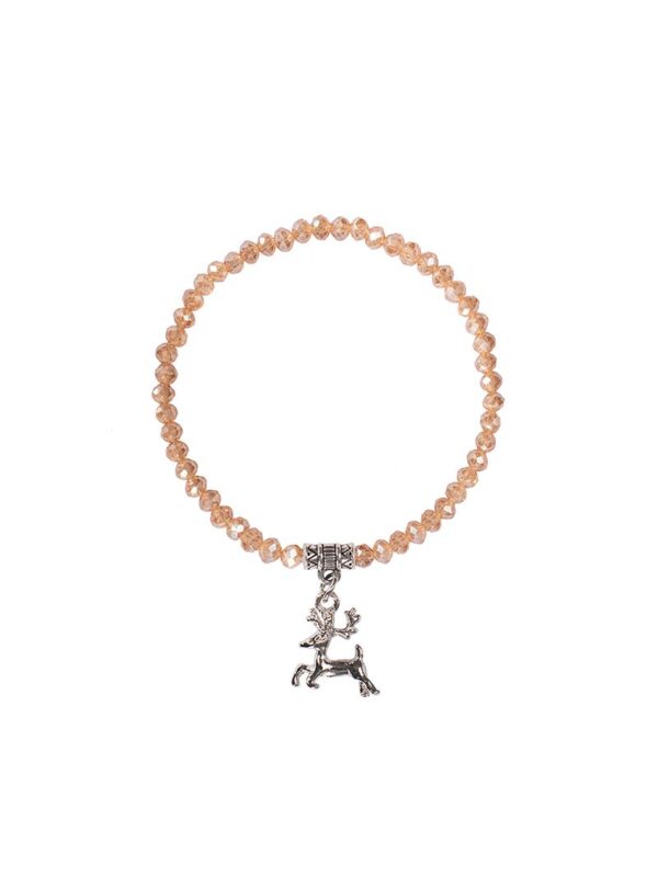 Kristallarmband mit Hirsch-Anhänger verschiedenfarbig 008464 ~ beige