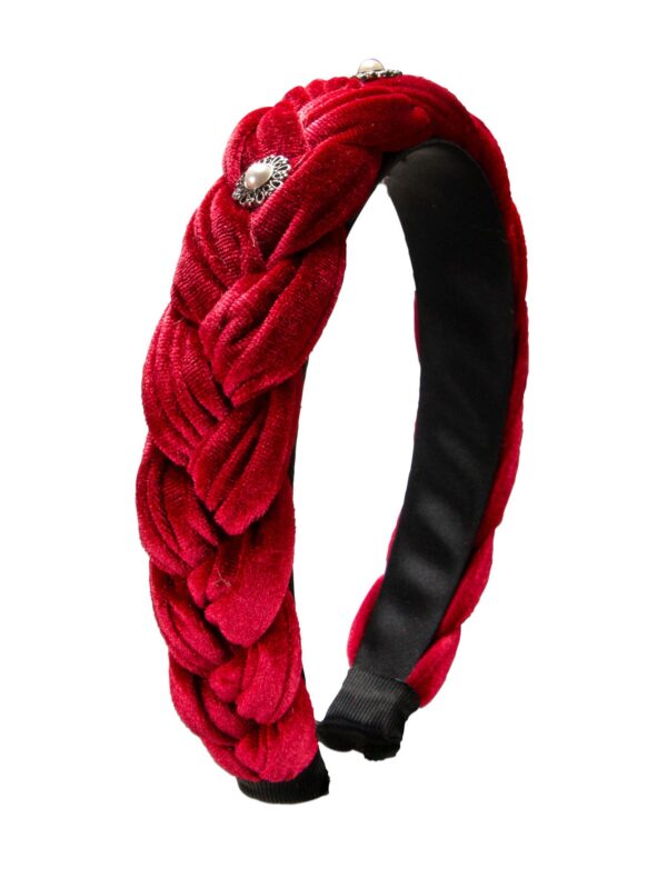 Samt Haarreif mit Perlen ~ rot