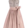 Midi Dirndl 70 cm taupe altrosa Fleur 013228 ~ 46