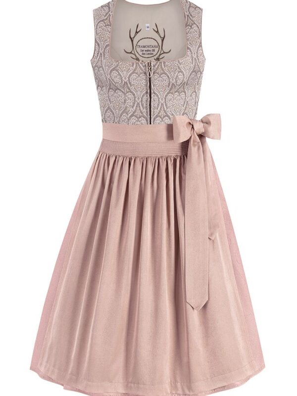 Midi Dirndl 70 cm taupe altrosa Fleur 013228 ~ 46