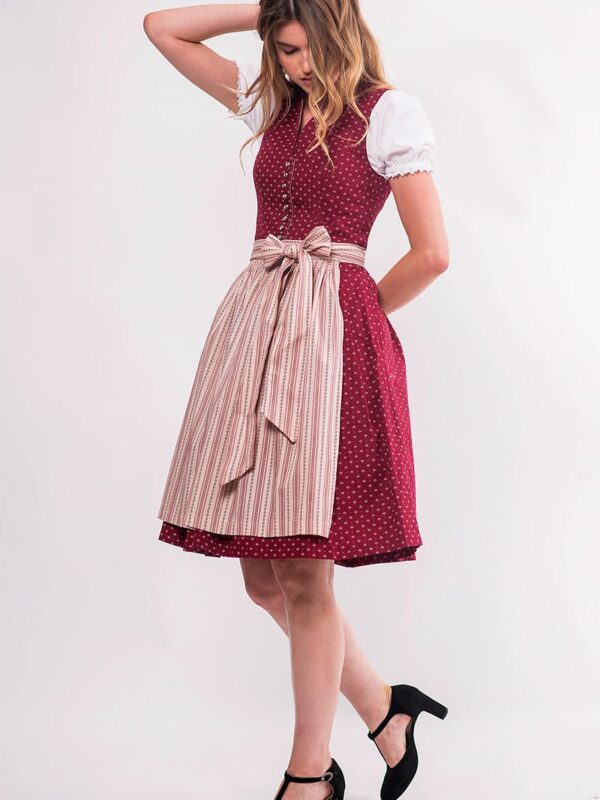 Mini Dirndl 60 cm dunkelrot creme Valentina 009058 ~ 42
